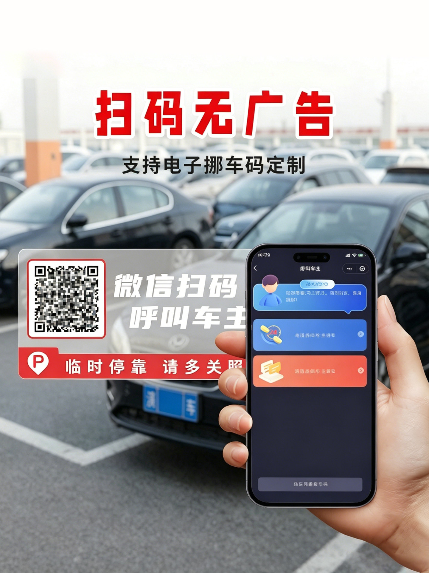 电子挪车码扫码无广告宣传展示
